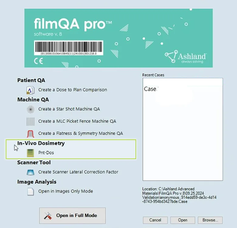 FilmQA Pro software v8 with Gafchromic in-vivo dosimetry system