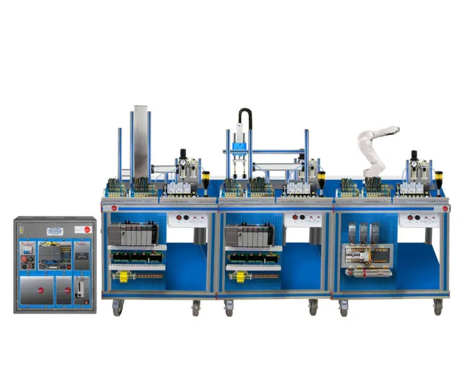 AE-PLC-FMS15: Flexible Manufacturing System for Feeding, Assembly, Robotic Handling, and Transport