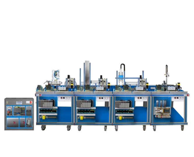 AE-PLC-FMS3: Flexible Manufacturing System for Transport, Assembly, Selection (Material and Color), and Storage