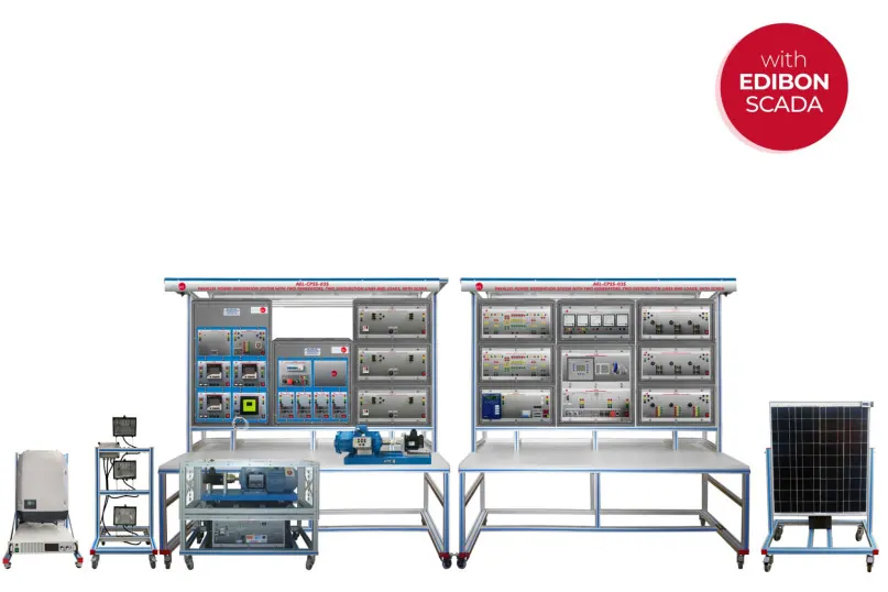 AEL-CPSS-03S: Parallel Power Generation System with two Generators, two Distribution Lines and Loads, with SCADA