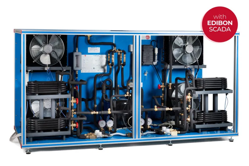 THIBAR44C: Computer Controlled Rerversible Heat Pump + Air Conditioning + Refrigeration with 4 Condensers and 4 Evaporators (Water/Air)