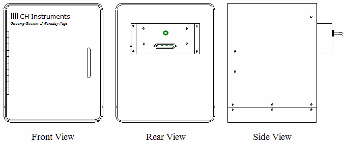CHI200(B) Picoamp Booster and Faraday Cage. Manufacturer CHI200B assembly drawing.