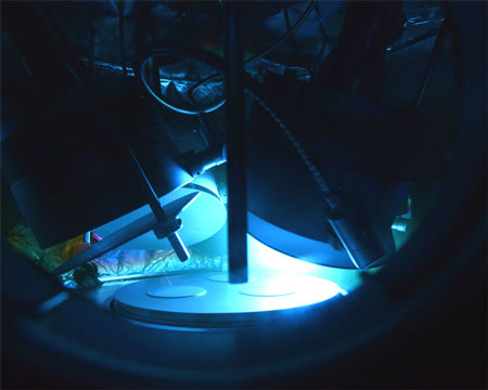 Plasma Emission Monitoring (PEM). Manufacturer photograph illustrating plasma emission monitoring during processing.